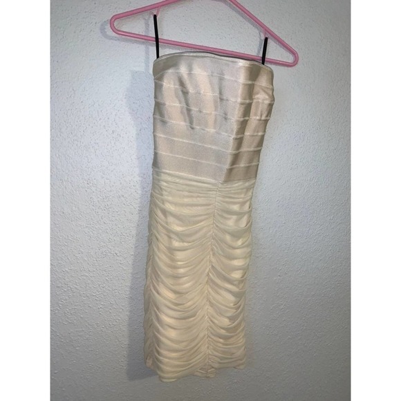 NWOT Bebe Cream Strapless Bandeau Mini Dress - Picture 4 of 8